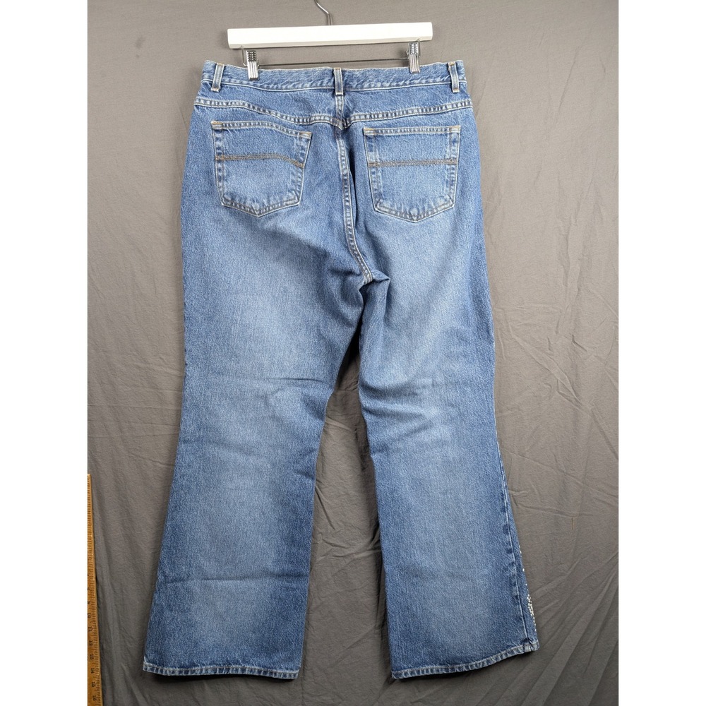 Venezia Jeans Womens 16 Blue Denim Pearl Beaded Flare‎ Leg Jeans - Picture 2 of 9